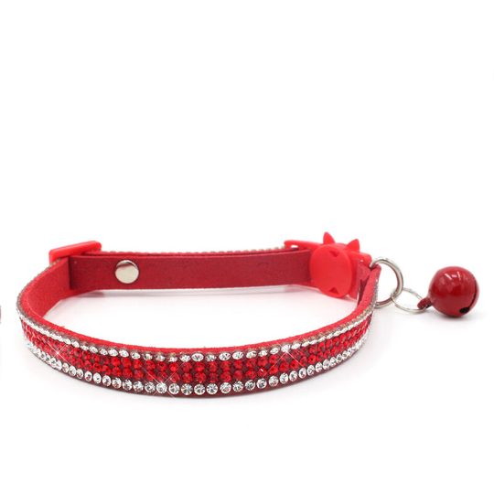 Sun Flowergb - Bling Diamond Breakaway Basic Adjustable Cat Collar with Bell for Kitten Girl Boy Small Medium Dog Collar Safety Buckle Cat Collar