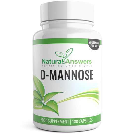 D-Mannose 500mg Capsules 180 Vegetarian Capsules Precision Targeted Release for Men & Women UK Manufactured by Natural Answers