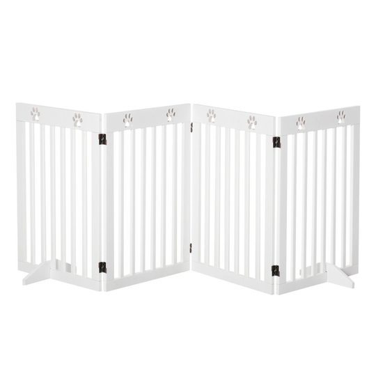 PawHut Pet Gate Foldable Fence Freestanding Dog Barrier Support White