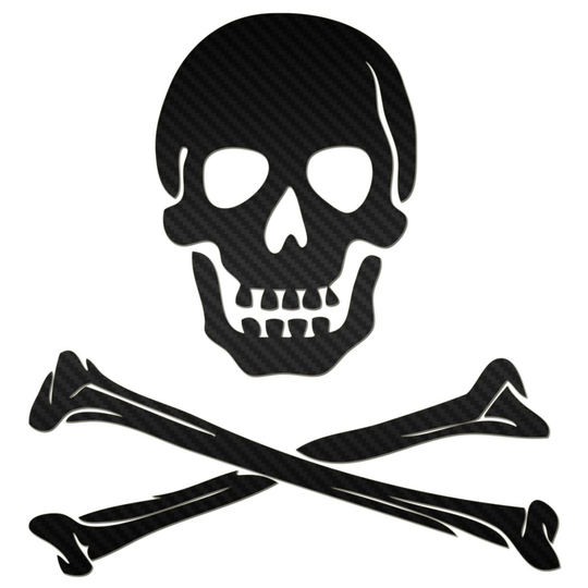(Carbon Black, 85mm) Skull Bones Car Vinyl Sticker Premium Grade