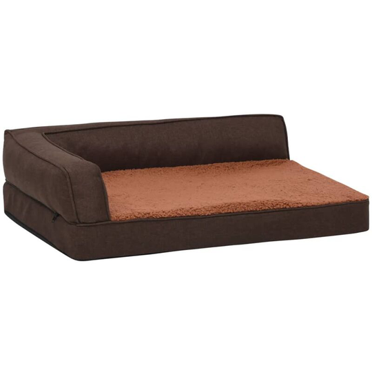Ergonomic Dog Bed Mattress 60x42 cm Linen Look Fleece Brown Vidaxl Brown