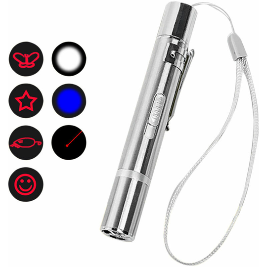 7 in 1 Multifunction Handheld usb Cat Laser Pointer with Lanyard