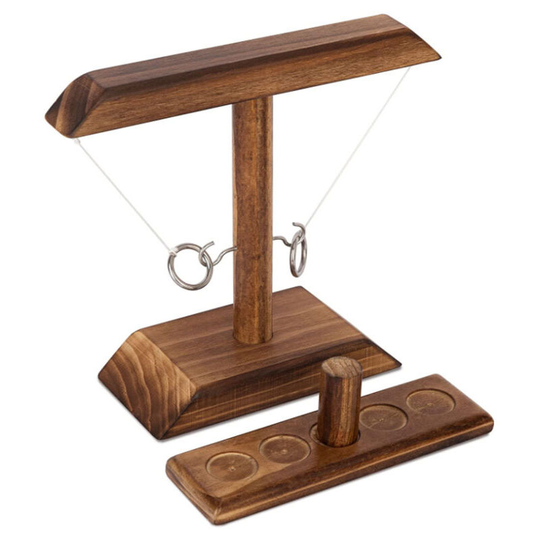 Ring throwing game, ring throwing ladder, fun hook and loop game, manual wooden interactive game for family and party