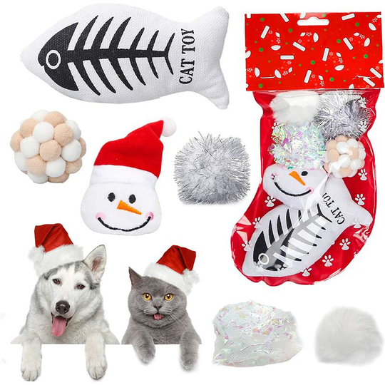 Christmas Cat Toy 6 Pieces Interactive Cat Toy Kitten Games with Fish Ball Kitten Games Christmas Gift