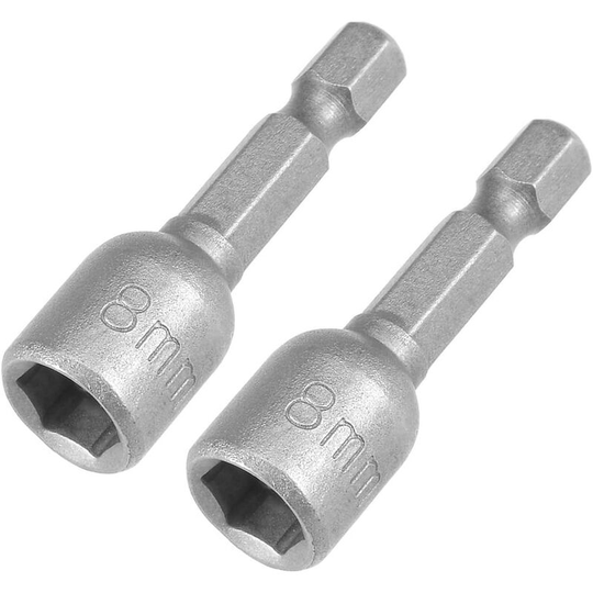 Joorrt - 2 Pcs 1/4 Quick-Change Hex Shank 8mm Magnetic Nut Setter Driver Drill Bit, 42mm Length, Metric, Sandblasting