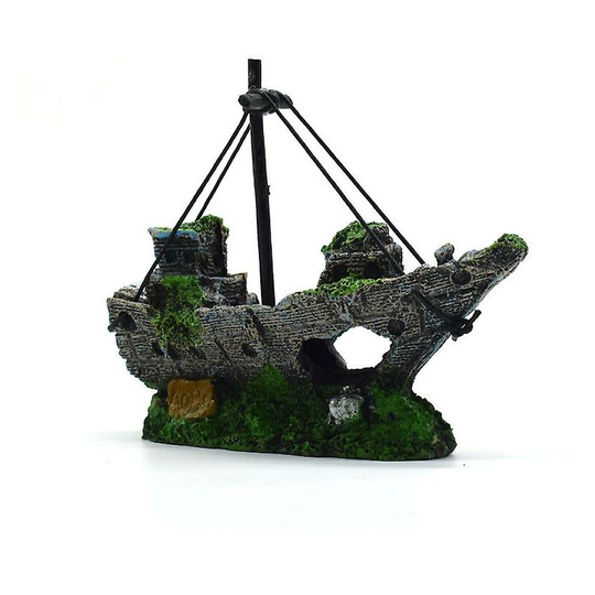 Aquarium Ornament Wreck Sailing Boat Sunk Ship Destroyer Fish Tank Cave For Home Decor - Thsinde