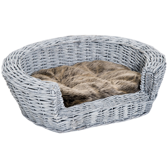 PawHut Elevated Dog Cat Couch Pet Basket Sofa Bed Wicker Willow Rattan