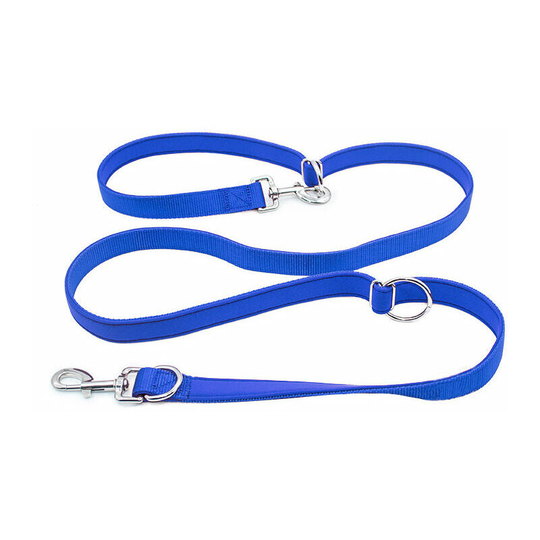 Morejieka - Leave Nylon dog, adjustable in 3 lengths - Leash for dogs big and small - Leave double for 2 dogs - Leave cats and puppies - 2 m - blue, l