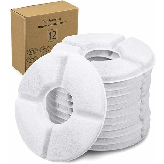 Monly - Fountains, 12 Packs Flower Fountain Cat Filters, Cat Dog Replacement Filters for 1.6L Fountain Pet Fountain Filter with Resin and Round