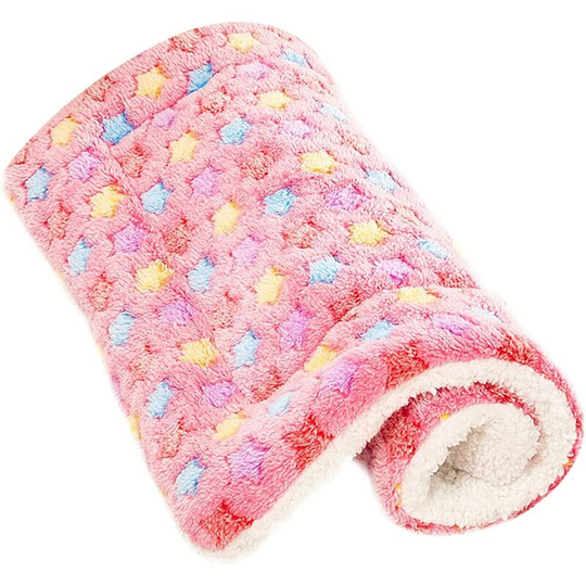 Pet blankets fluffy fleece soft mat cushion pad for kitten star pattern pink 70 * 50cm