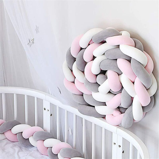 Betterlifegb - bette Baby Cot Bumper 2m Cushion Snake Braided Bumper Decoration Bed Protection Bumper Velvet Cradle Braided Bumper Nursery For