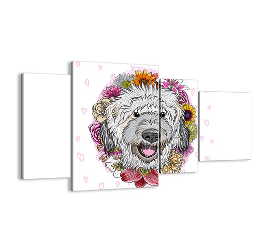 Puppy Joy - 4 Piece Unframed Graphic Art Print Set on Canvas