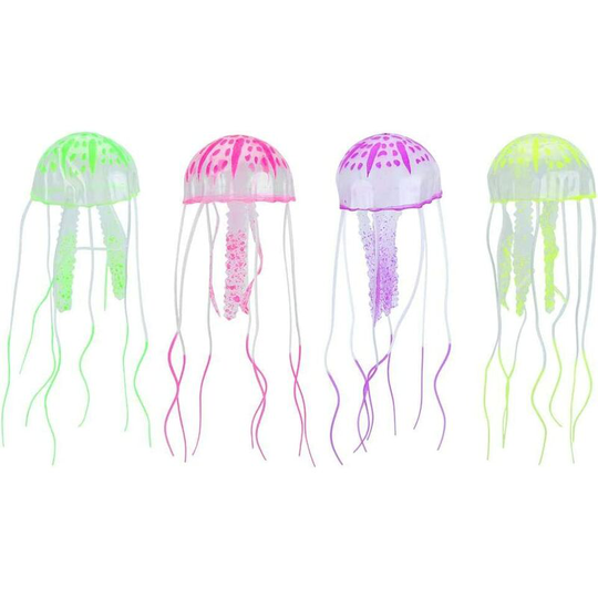 Benobby Kids - 4PCS Glowing Jellyfish, Simulation Aquarium Artificial Jellyfish Silicone Fish Tank Floating Fluorescent Jellyfish for Fish Tank