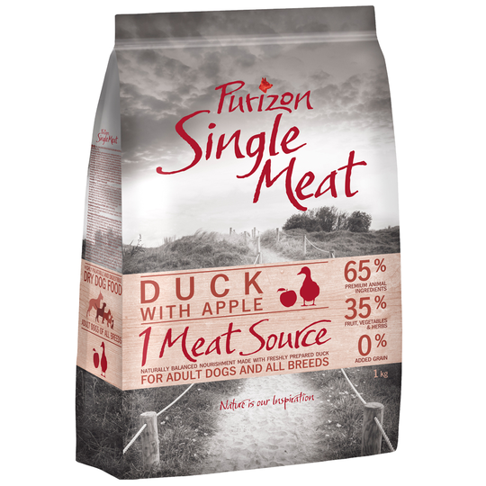 Purizon Single Meat Adult Dog - Grain-Free Duck with Apple - 1kg