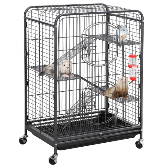 37"H 4-Tier Rolling Pet Cage