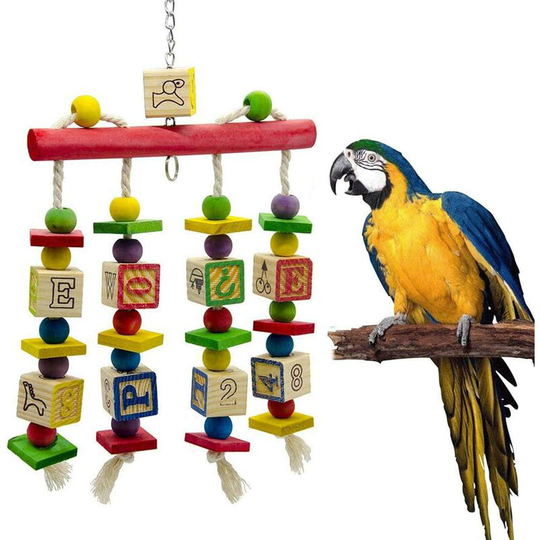 Colorful Parrot Toys Stand Swing Toys Large Parrot Toys Educational Parrot Chew Toys Cage Bite Toys for African Gray Macaw Cockatoos