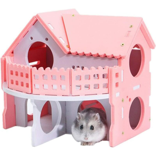 Wooden hamster house, mouse hiding place, gerbils shelter, play exercises, chew toys