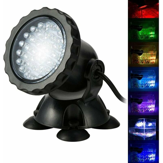 Echoo - Aquarium Floodlight with Base IP68 3.5W 12V Spot Lamp Multicolor Submersible Lighting Adjustable Angle Led Underwater Lamp Submersible