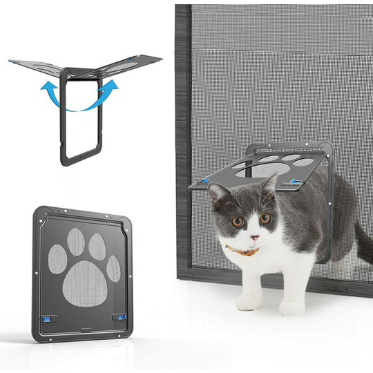 Rhafayre - Cat Mosquito Net Door Easy to Install Freedom of Cat Lockable Mosquito Net Door for Small/Medium Cat/Dog,24*29cm