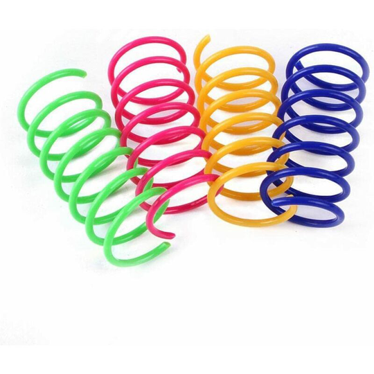 Aougo - Cat Spiral Spring Toys, 4 Pieces Creative Colorful Plastic Interactive Spring Cat Toys for Crushing, Biting, Chasing and Playing Actively