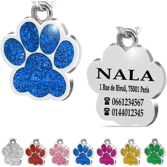 Personalized Steel id Tag for Pet Dog Collar, Cat, Engraving (Blue)