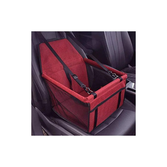Car Car Seat for Dogs or Cats, Waterproof Carrier Bag Basket with Travel Safety Belt (Red)