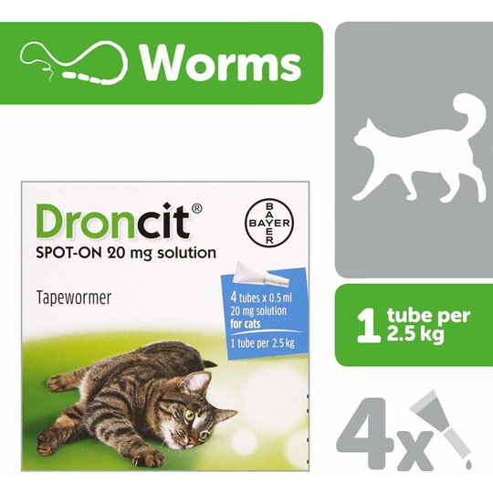 Droncit Spot-On Tubes For Cats - 4 X 0.5 Ml
