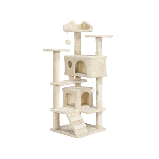 54.5'H Cat Tree Tower for Kittens & Small/Medium Cats, Beige - beige - Yaheetech