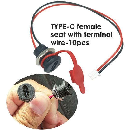 10pcs Usb Connector Type-c Waterproof With Ph 2.0 Nut Locking Plate Female Tpc Waterproof High Current Fast Charging Jack Port