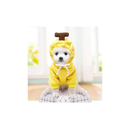 Pet Clothes Autumn / Winter Puppy Dog Cat Plus Fleece Hooded Sweater Pet Supplies (Drawstring) Banana Sweater s (about 6kg)