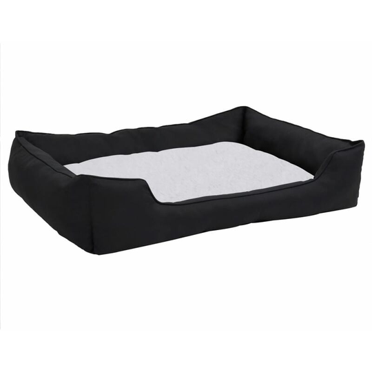 Dog Bed Black and White 85.5x70x23 cm Linen Look Fleece Vidaxl Black