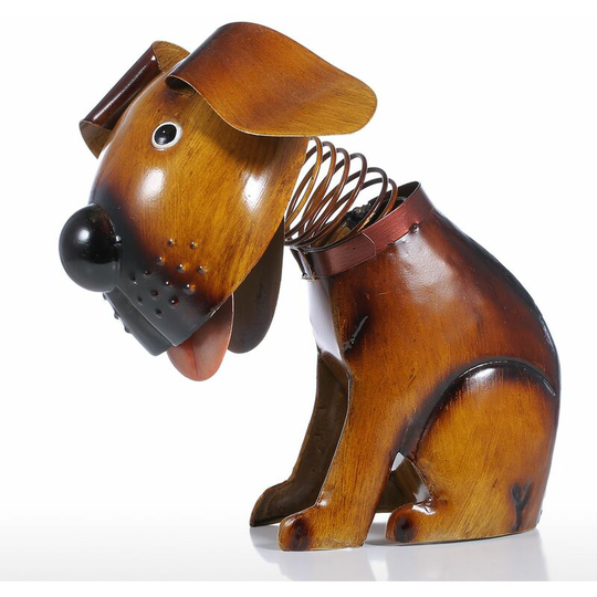 Shakes Head Puppy Iron Handmade Spring Wire Puppy Figurine Home Decoration Gift