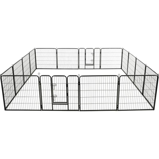 Topdeal - Dog Playpen 16 Panels Steel 80x80 cm Black VDTD18386