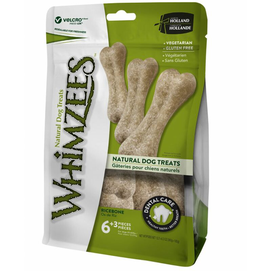 Rice Bone Dog Chew Treats (One Size) (Multicoloured) - Multicoloured - Whimzees