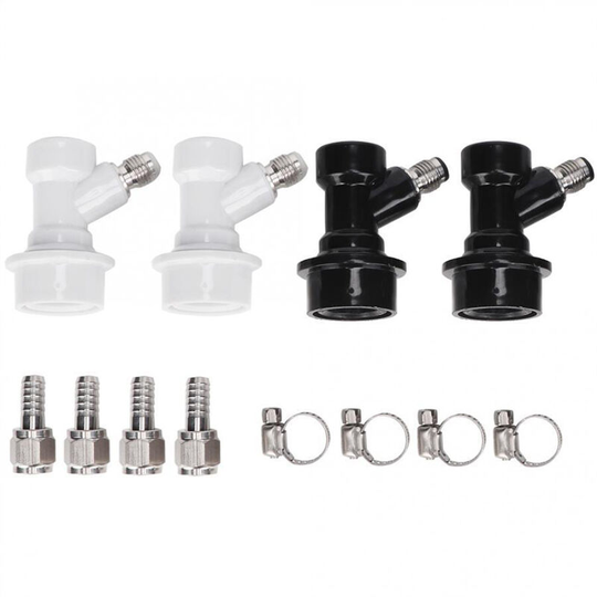 4 pcs Ball Lock Threaded Barrel Accessories Beer Keg Disconnect Set with Swivel Nuts, Plastic Connector Ball Lock Connector