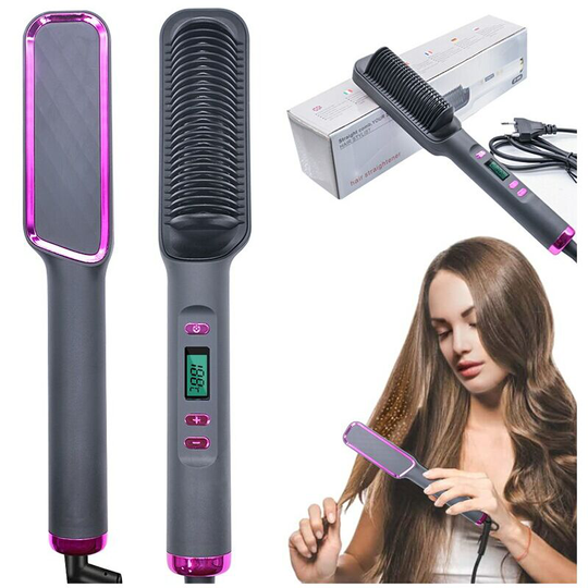 Ilovemilan - Straight hair comb Liquid crystal household negative ion curling stick Multifunctional hair styling device Dual purpose electric hair