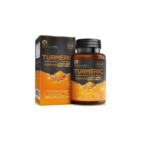 Turmeric Capsules High Strength | 2265mg Serving with Black Pepper and Ginger | 120 Organic Vegan Capsules