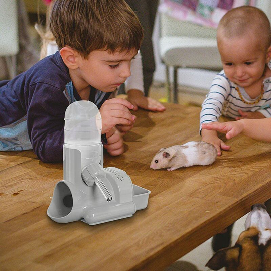 FVO - 3 in 1 Hamster Water Dispenser,Little Pet Automatic Baby Bottle | Standing Bottle with Hut and Food Bowl for Rabbit Hamsters and Other Small