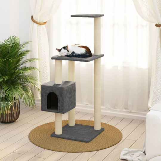 (Dark grey) vidaXL Cat Tree with Sisal Scratching Posts Dark Grey 104 cm Cat Play Tower