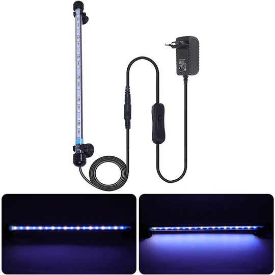 Led Aquarium Lighting, Waterproof led Fish Dragon Lighting Light, Blue & White, 37cm