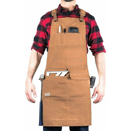Durable Goods Heavy Duty Waxed Canvas Apron Brown - Woodworking Edition Adjusts: m To Xxl