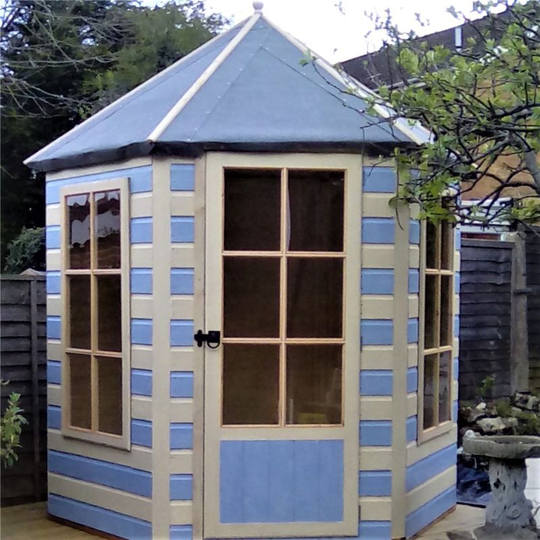 6 x 7 (1.87m x 2.16m) - Premier Pressure Treated Hexagonal Wooden Summerhouse - Single Door - 12mm T&g Walls & Floor