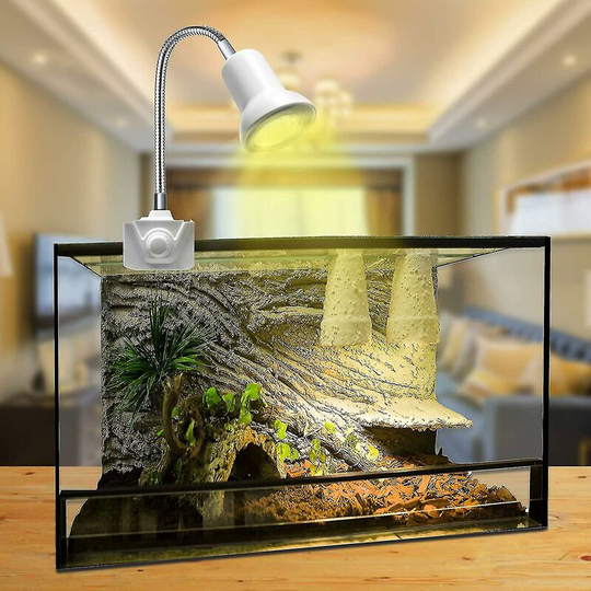 Deckon - Reptile Heater Lamp With Clamp With 2 Uva+uvb Full Spectrum E27 Bulbs 25w Base 360 Swivel Clamp Aquarium Lamp For Amphibians Tortoises