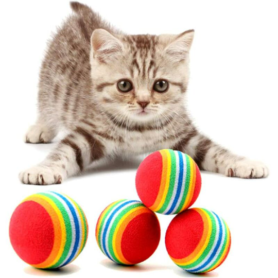 Rainbow Soft Foam Cat Balls Colorful Pet Toy Ball Chew Balls for Cats Cute Rainbow Ball for Feline Rolling Roller Scratching Play Chewing (20 Pieces)