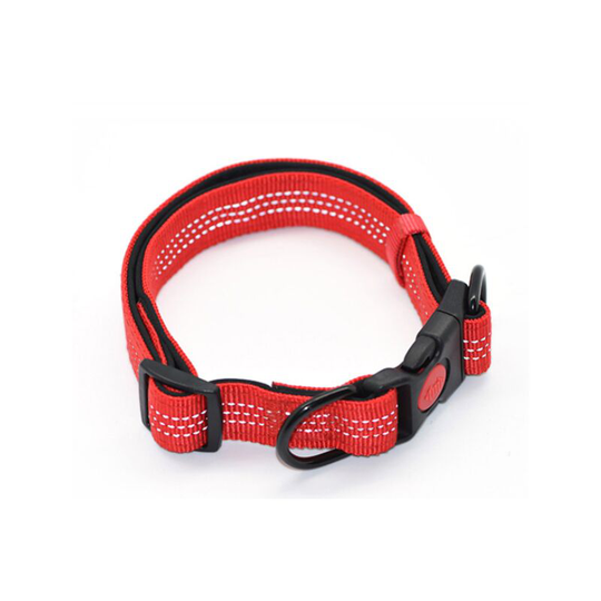 Dog necklace, conventional adjustable reflective nylon necklace with upholstered breathable mesh, suitable for medium-sized dogs, m, red