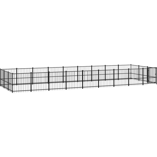 Outdoor Dog Kennel Steel 25.4 m² Vidaxl Black