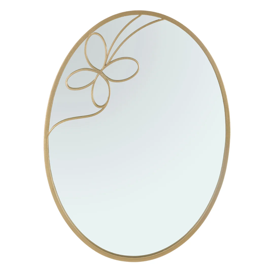 Wilde Oval Metal Framed Wall Mounted Accent Mirror in Gold
