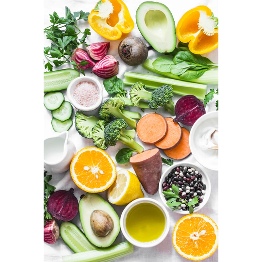 Products with Vitamins A, B, C, E, K - Wrapped Canvas Photograph
