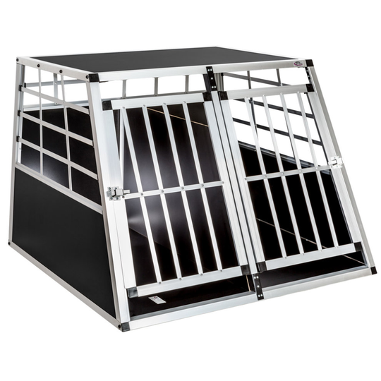 tectake Dog crate double - dog cage, puppy crate, dog travel crate - 97 x 90 x 69,5 cm