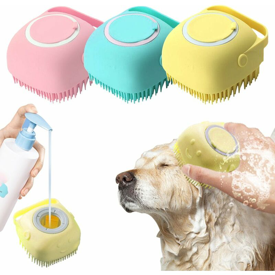 3pcs Soft Silicone Dog Brush Pet Shampoo Massager Bath Brush Bathroom Puppy Cat Wash Massage Dispenser Grooming Shower Brush